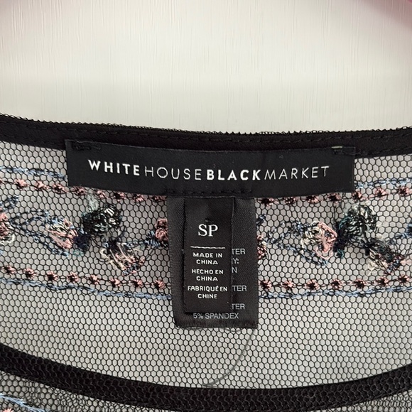 White House Black Market Embellished Black and Pink Sleeveless Tank Top - Picture 2 of 4